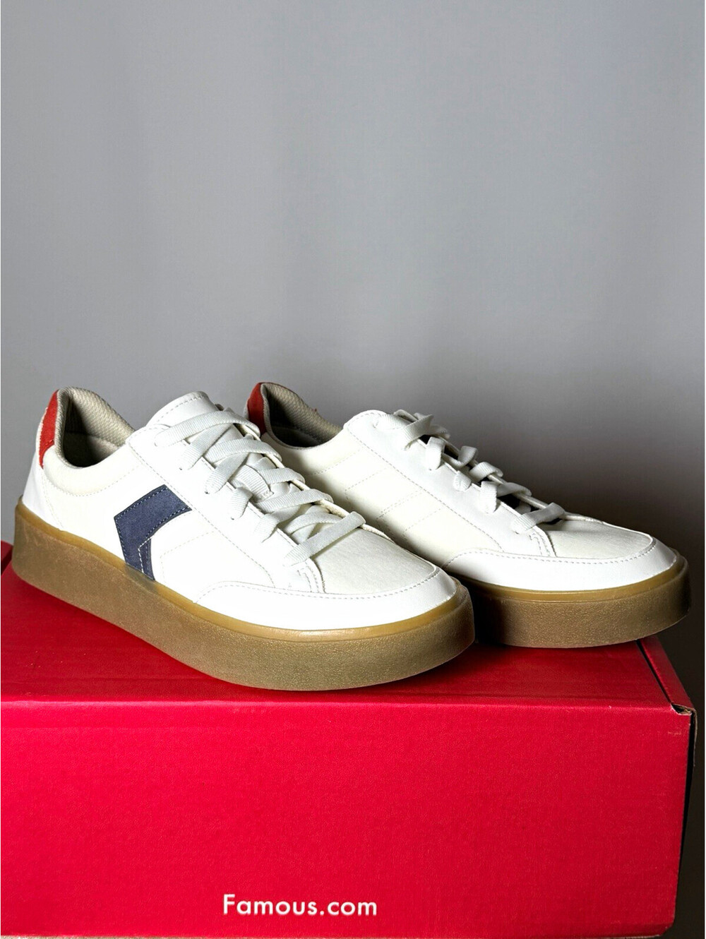 Dr. Scholl's Madison Lace Men's White Lace-Up Sneakers Logo Round Toe 8 M